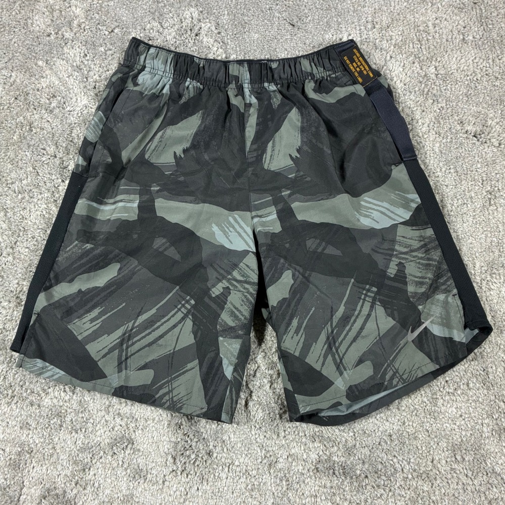 Nike Challenger Running Shorts 9" Mens Small Black Camo Training Gym Active